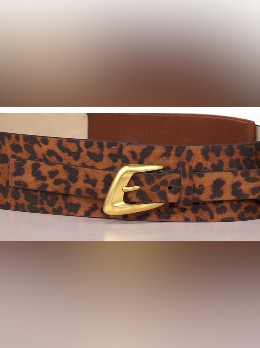 Vince Camuto NEW Leopard Elastic Waist Belt with Gold-Tone Buckle